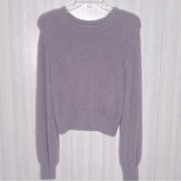 SUNDAY BEST cute Purple fuzzy Crew Neck Sweater Size S - Picture 2 of 5